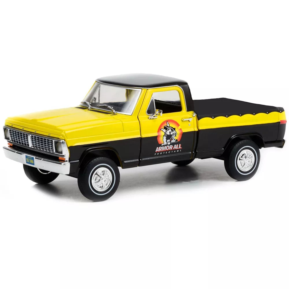 1970 Ford F-100 Truck Black & Yellow with Bed Cover "Armor All" "Running on Empty" Series 5 1/24 Diecast Model Car