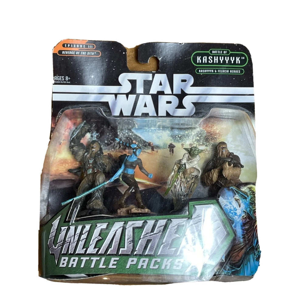 Star Wars Unleashed Battle 4 Pack Yoda Captain Tarfful Chewbacca & Aayla Secura