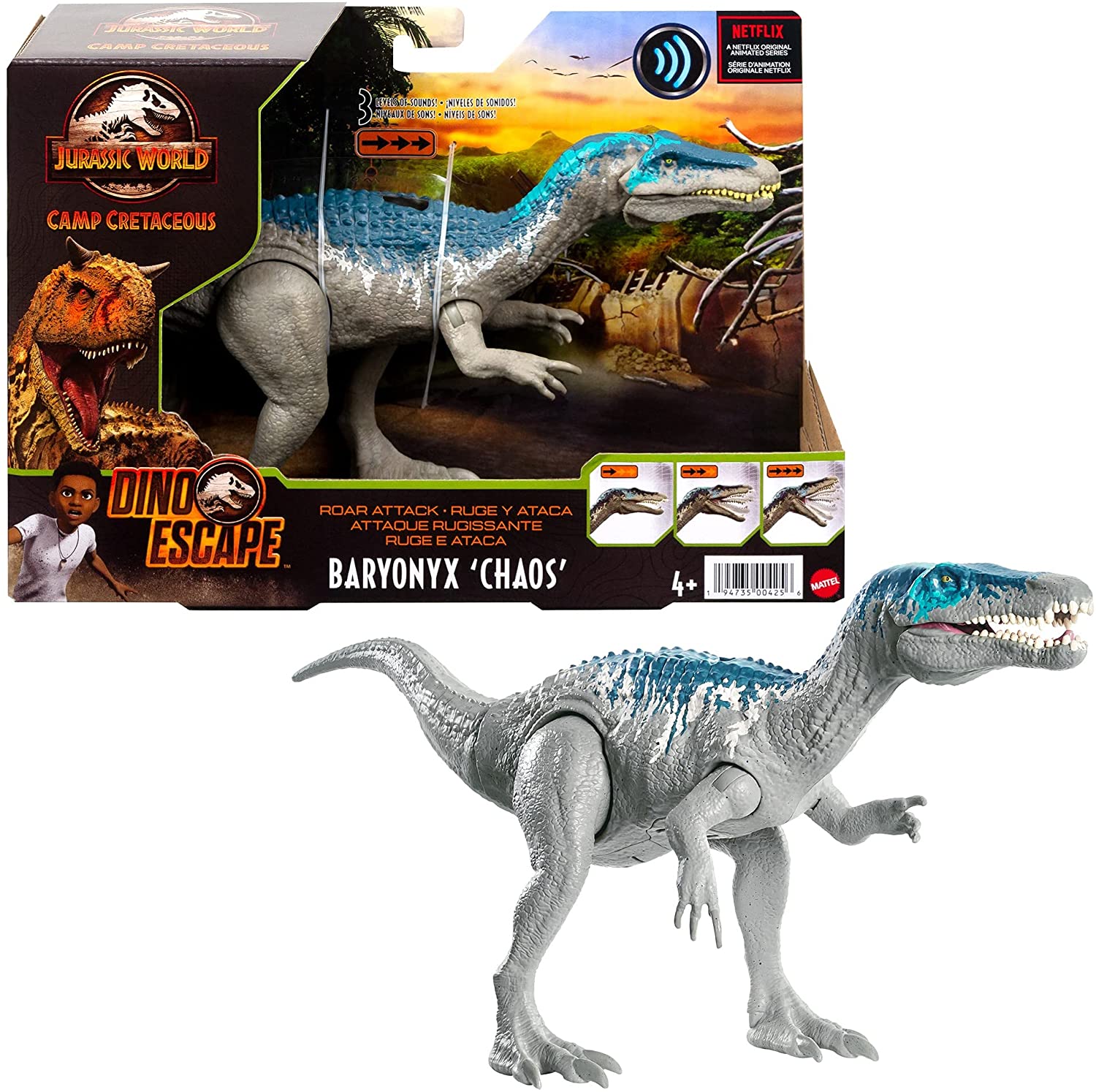 Jurassic World Roar Attack Baryonyx Chaos Camp Cretaceous Dinosaur Figure